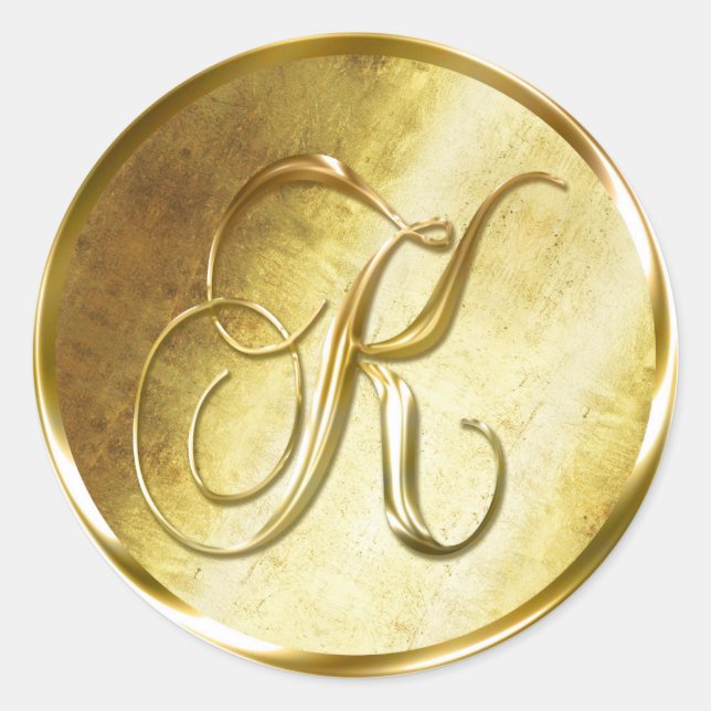 K Monogram Faux Gold Envelope Seal Stickers (Front)