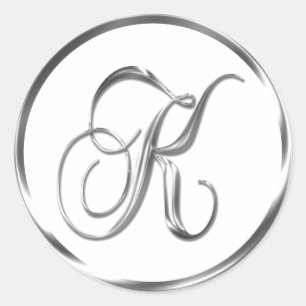 K Monogram Faux Silver Envelope Or Favour Seal