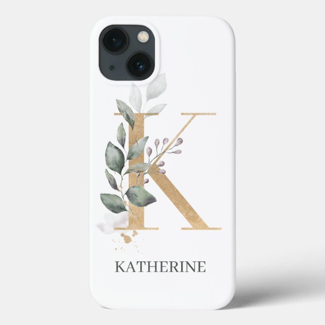 K Monogram Floral Personalised Case-Mate iPhone Case (Back)