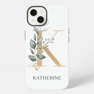 K Monogram Floral Personalised iPhone 13 Case