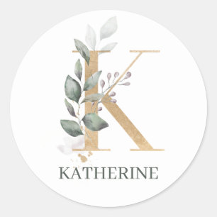 K Monogram Floral Planner Classic Rou Round Sticker