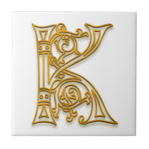 K Monogram "Irish Gold" Ceramic Tile