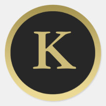 K :: Monogram K Elegant Gold and Black Stickers