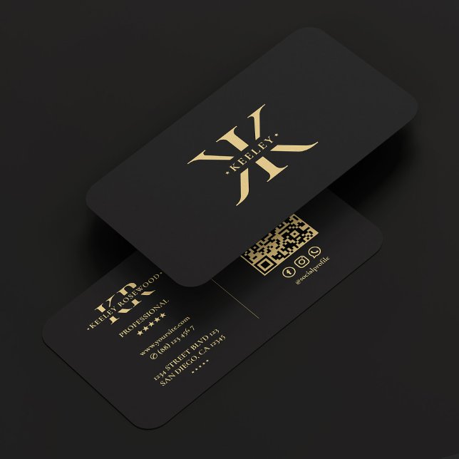 K Monogram Logo Elegant Black Gold Modern Business Card (K Monogram Logo Elegant Black Gold Modern Business Card
)