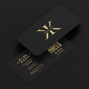 K Monogram Logo Elegant Black Modern Business Card