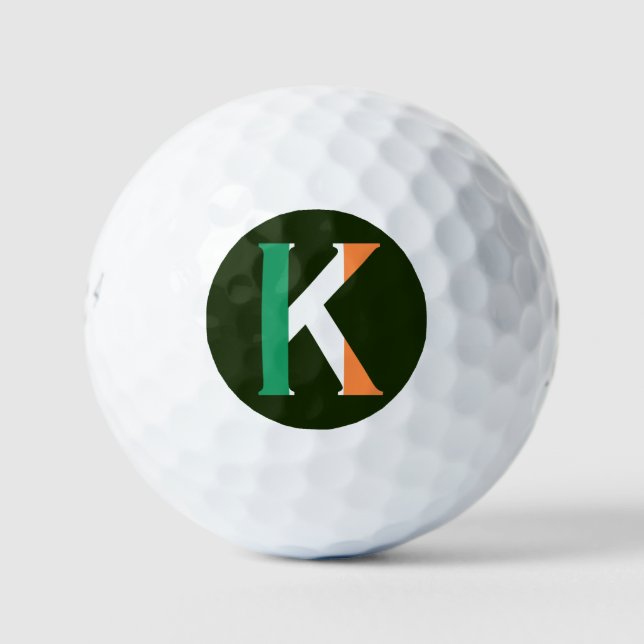 K Monogram overlaid on Irish Flag be6 gbcnt Golf Balls (Front)