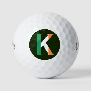 K Monogram overlaid on Irish Flag cwb gbcnt Golf Balls