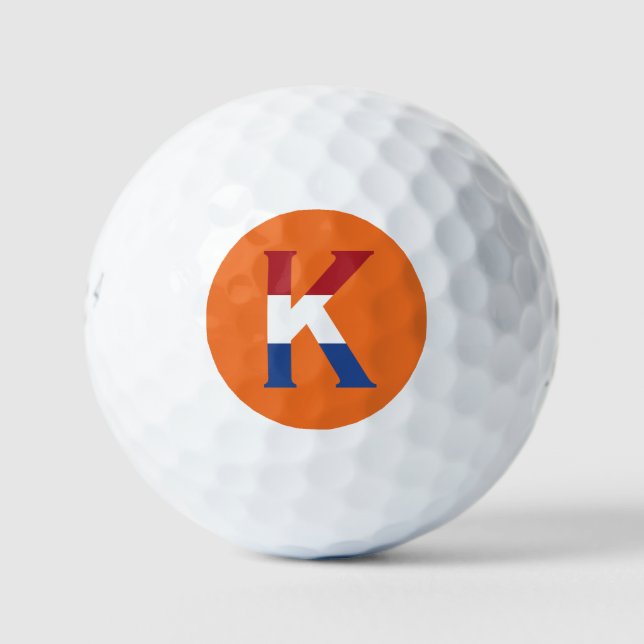 K Monogram overlaid on NLD Flag on or be6 gbcnt Golf Balls (Front)