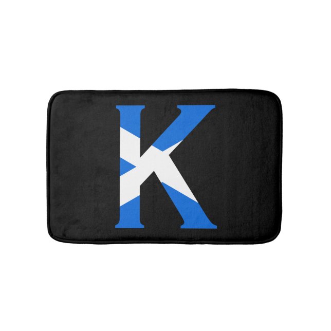 K Monogram overlaid on Scottish Flag bmcnt Bath Mat (Front)