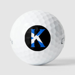 K Monogram overlaid on Scottish Flag css gbcnt Golf Balls