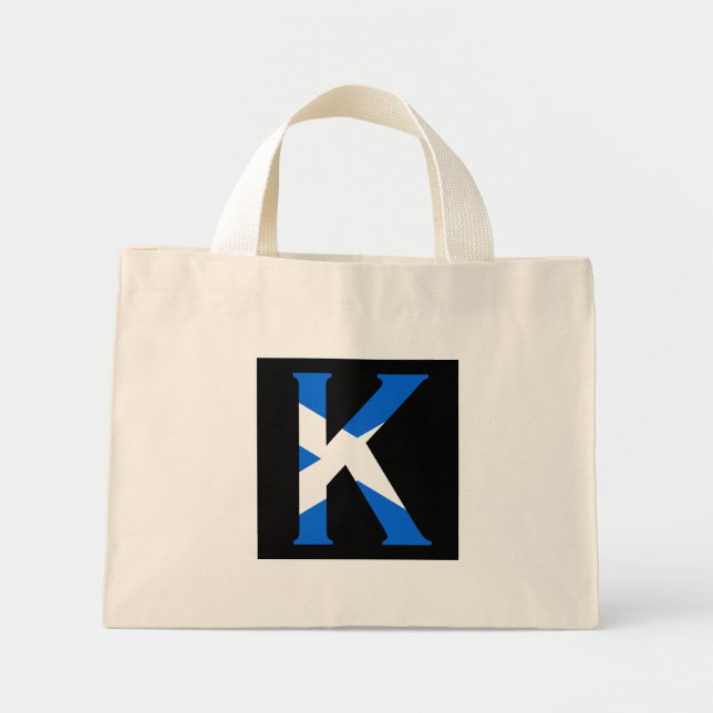 K Monogram overlaid on Scottish Flag ttcn Mini Tote Bag (Front)