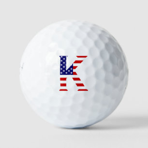 K Monogram overlaid on USA Flag be6 gbcnt Golf Balls