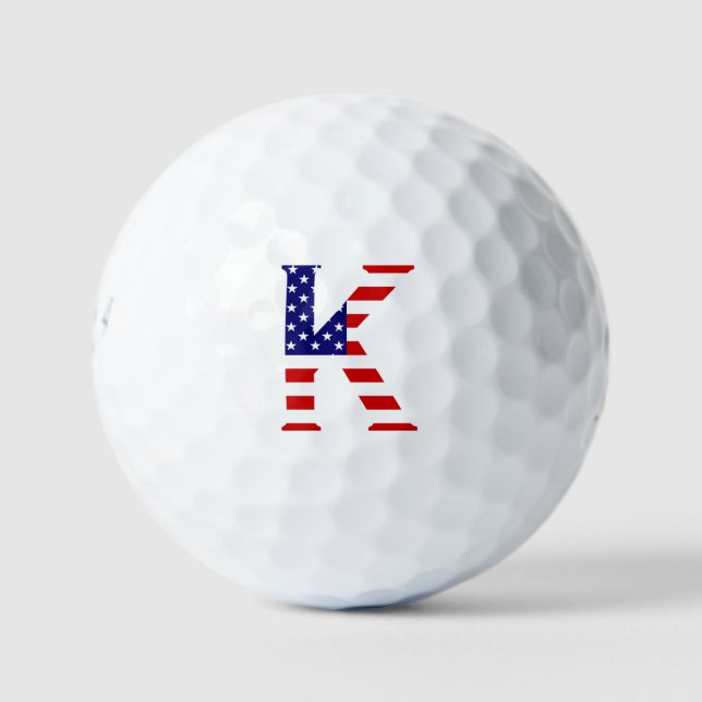 K Monogram overlaid on USA Flag be6 gbcnt Golf Balls (Front)