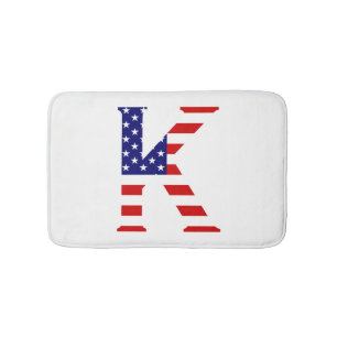 K Monogram overlaid on USA Flag bmcnt Bath Mat