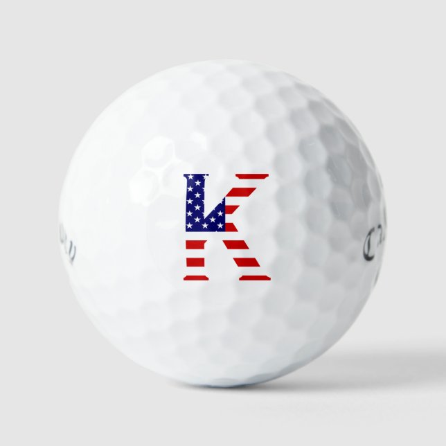 K Monogram overlaid on USA Flag css gbcnt Golf Balls (Front)