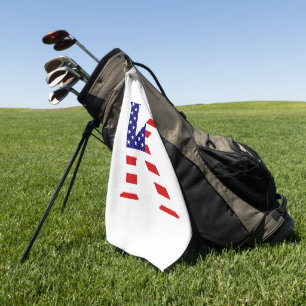 K Monogram overlaid on USA Flag gtcnt Golf Towel