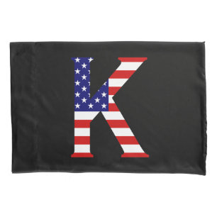 K Monogram overlaid on USA Flag pccnt Pillowcase