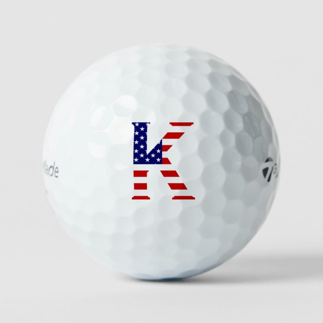 K Monogram overlaid on USA Flag tmtp5 gbcnt Golf Balls (Front)