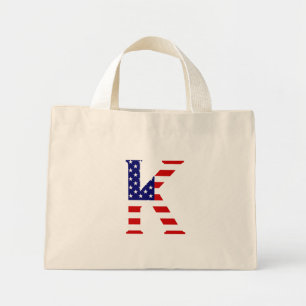 K Monogram overlaid on USA Flag ttcnt Mini Tote Bag