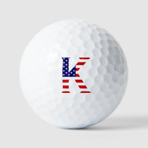K Monogram overlaid on USA Flag va gbcnt Golf Balls