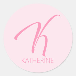 K Monogram Personalised Classic Round Sticker