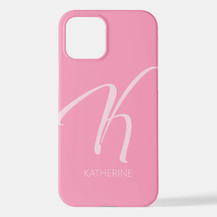 K Monogram Personalised Pink iPhone Case