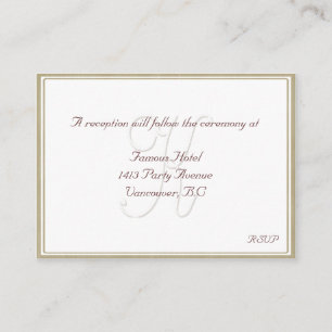 K Monogram White/Beige Frame Reception Card