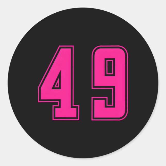 K Number 49 Team Junior Sports Numbered Uniform Classic Round Sticker (Front)