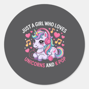 K-p Just A Girl Who Loves Unicorns And K-p K P Kp Classic Round Sticker