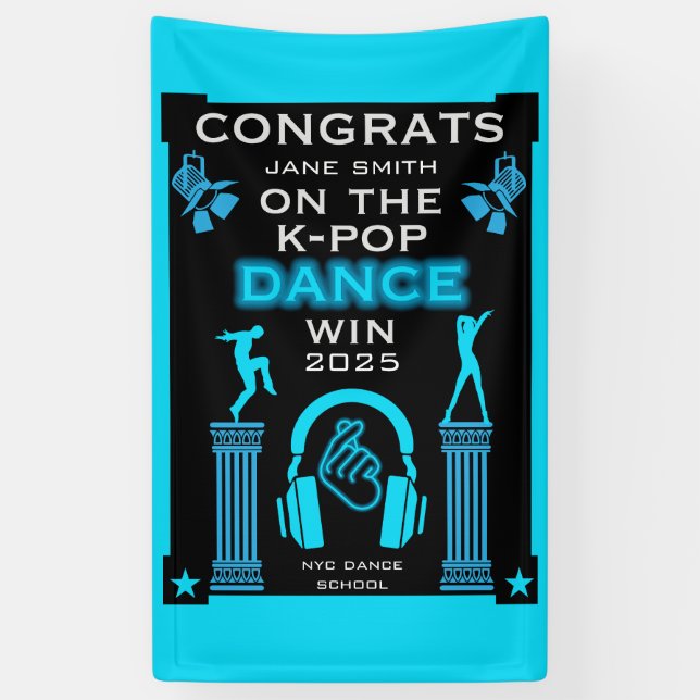 K-Pop Dance Competition Winner Congratulations Banner (Vertical)