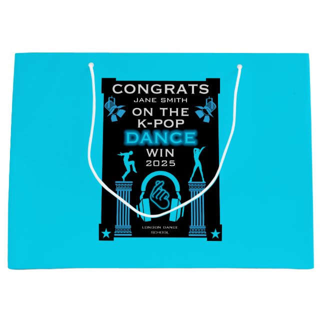 K-Pop Dance Competition Winner Congratulations Large Gift Bag (Front)