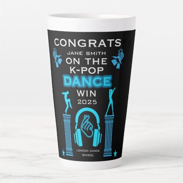 K-Pop Dance Competition Winner Congratulations Latte Mug (Front)