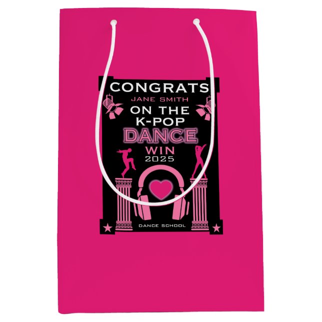 K-Pop Dance Competition Winner Congratulations Medium Gift Bag (Front)