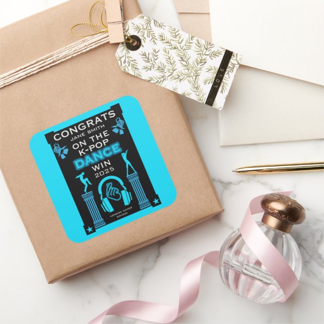 K-Pop Dance Competition Winner Congratulations Square Sticker (Gifting)