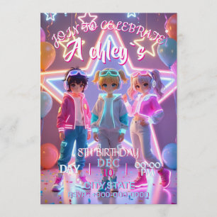 K-Pop Demon Hunters themed birthday parties,Golden Invitation