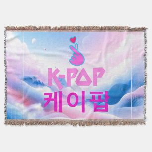 K-Pop Finger Heart: Show Your Love Throw Blanket