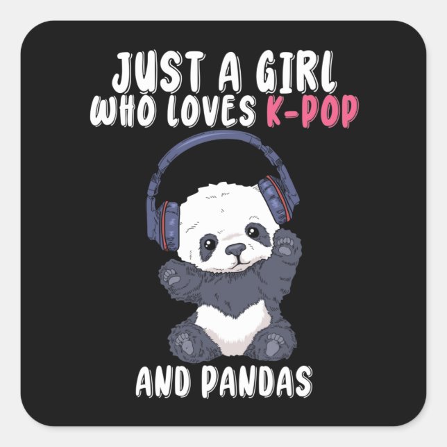 K Pop Gifts Girls Women Music Panda Korean Pop Square Sticker (Front)