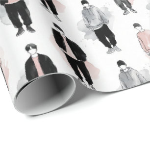 K-Pop Idols Silhouette Aesthetic Seamless Pattern Wrapping Paper