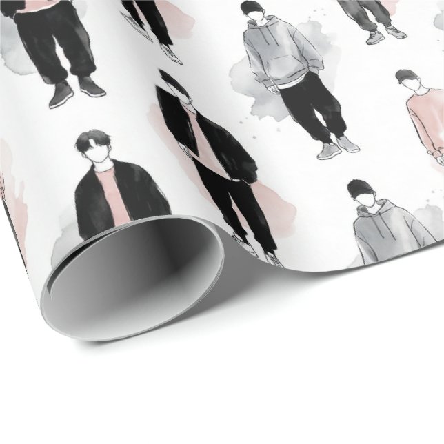 K-Pop Idols Silhouette Aesthetic Seamless Pattern  Wrapping Paper (Roll Corner)