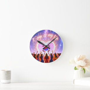 K-pop Is My Life Etched Across the Galaxy Round Clock