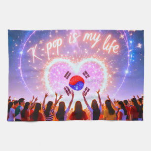 K-pop Is My Life Etched Across the Galaxy Tea Towel