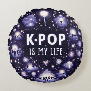 K-pop Is My Life Floating Among the Stars Round Cushion