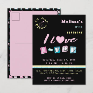 K-pop love korean music fan black pink blue postcard