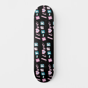 K-pop love korean pop fan monogram black pink blue skateboard