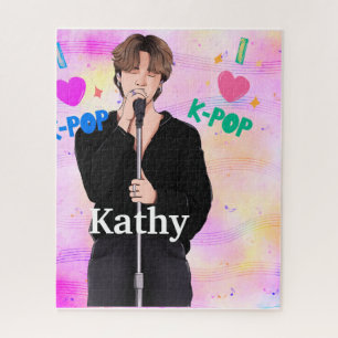 K-Pop Music Fan Boy Band Singer Custom Pastel Jigsaw Puzzle
