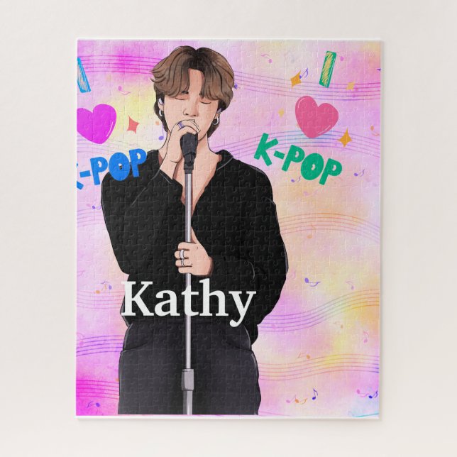 K-Pop Music Fan Boy Band Singer Custom Pastel Jigsaw Puzzle (Vertical)