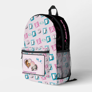 K-pop music hallyu fan black blue pink two photos printed backpack