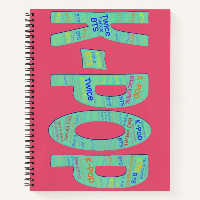 K-Pop Notebook WordArt Kool K Design (Front)