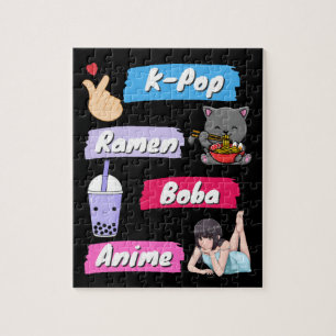 K-Pop, Ramen, Boba and Anime Pop Culture Fan    Jigsaw Puzzle