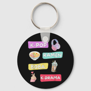 K-pop Ramen Boba K-drama Cute Kawaii T-shirt.png Key Ring